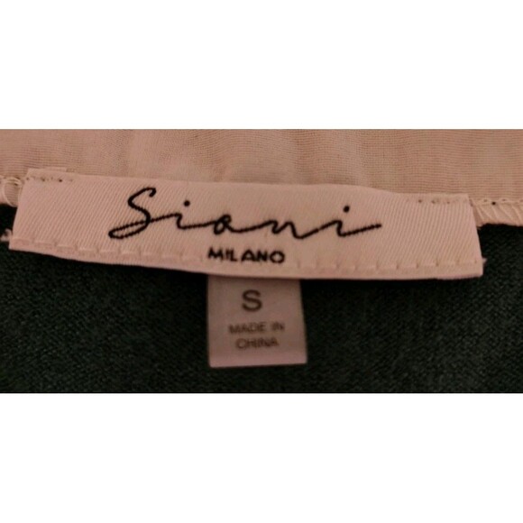 Siani Milano Vest Blouse Size S V Neck Green/ White Long Sleeve - Picture 2 of 8